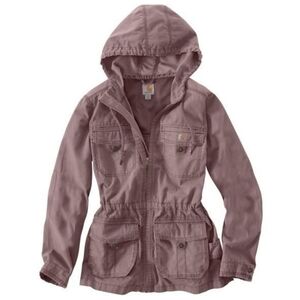 CARHARTT SIZE SMALL FADED  PLUM UTILITY JACKET VERY PRETTY COLOR LIGHTWEIGHT VTG